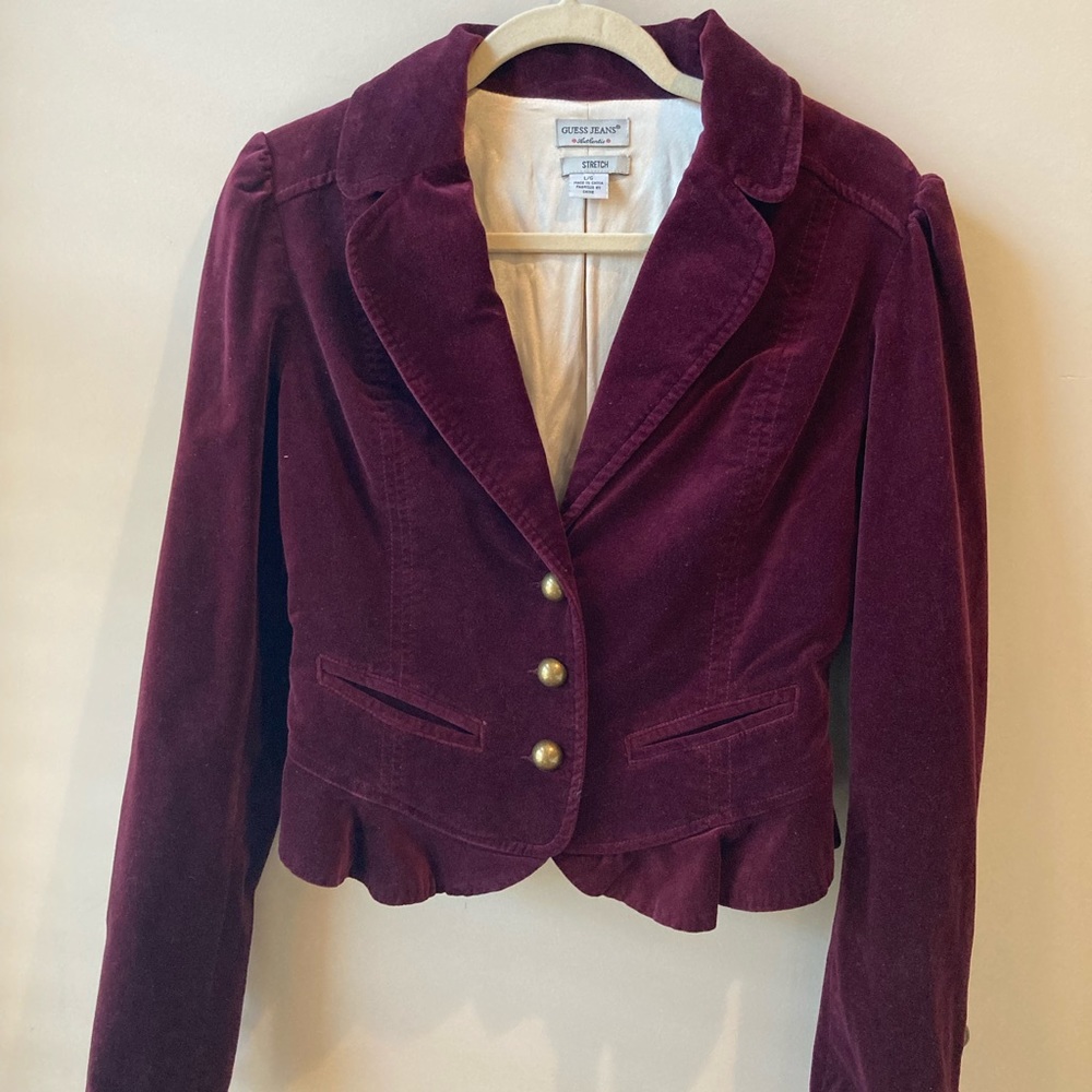Guess Burgundy velvet blazer